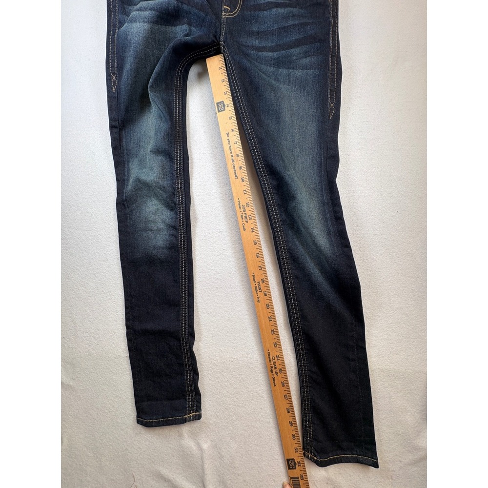 Rock Revival Skinny Jeans Dark Wash Embellished Back Pockets Signature Stitching - Picture 8 of 11